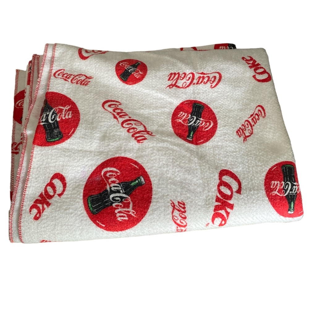 Vintage 1997 The Coca Cola Brand Coke Bottle Logo Blanket